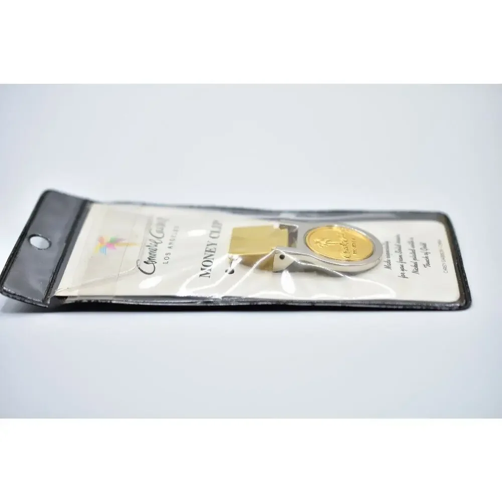 Commerce Casino Los Angeles Money Clip Nickel Plated Brass Gold Original Bin7